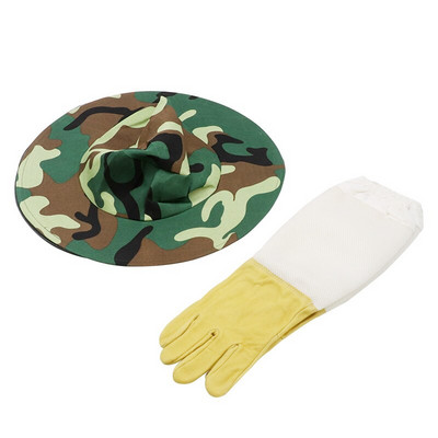 Apsauginių bitininkystei skirtų drabužių rinkinys 1 pora odinių pirštinių ir 1 vnt. apsauganti nuo bičių/įgėlimų kaubojų kepurė kvėpuojanti bitininko bitininkystės priemonė