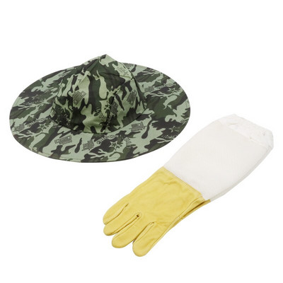 Apsauginių bitininkystei skirtų drabužių rinkinys 1 pora odinių pirštinių ir 1 vnt. apsauganti nuo bičių/įgėlimų kaubojų kepurė kvėpuojanti bitininko bitininkystės priemonė