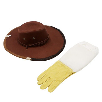 Beekeeper Anti Bee Clothing Beekeeping Gloves Protective Sleeves and Bee Cowboy Hat Protector Face Equipment