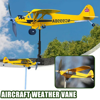 Διακόσμηση κήπου Piper J3 Cub Airplane Weathervane Vane Wind Plug-in Weather Decor Spinners Outdoor Aircraft Garden Plug R P5V5