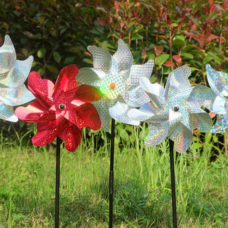 10 ks odpudzovačov vtákov, trblietavé laserové veterníky, reflexné trblietavé odpudzovače vtákov, veterný mlyn, záhradné rastliny, kvetinové záhrady, trávnik