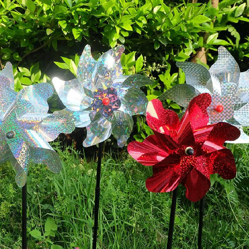10 ks odpudzovačov vtákov, trblietavé laserové veterníky, reflexné trblietavé odpudzovače vtákov, veterný mlyn, záhradné rastliny, kvetinové záhrady, trávnik