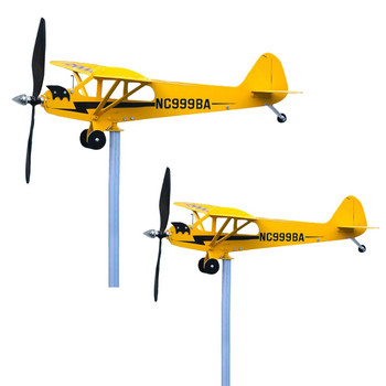 Airplane Wind Spinner Weather Vane For Garden Wind Spinner Piper J3 Cub Metal Windmill Outdoor Classic Airplane Wind Sculpture