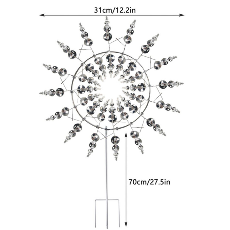 Magický kovový veterný mlyn, veterné sochy, veterná rotácia, kinetický lapač vetra, vonkajšia dekorácia dvora, záhrada, krajina