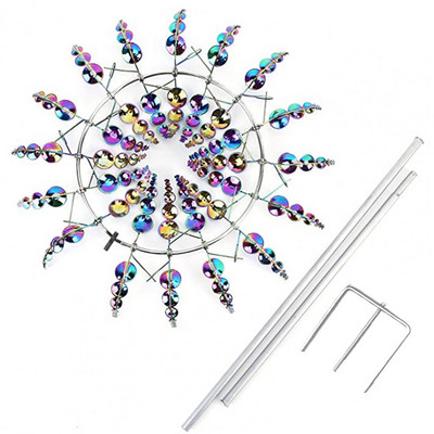 Metalinis vėjo malūnas, labai stabilus, dekoruojantis sodą, greitai banguojantis vėjo suktukas Vėjo malūno varpelis, skirtas lauke