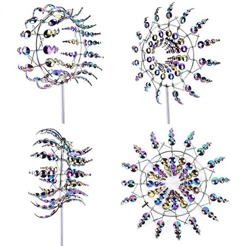 Metalinis vėjo malūnas, labai stabilus, dekoruojantis sodą, greitai banguojantis vėjo suktukas Vėjo malūno varpelis, skirtas lauke