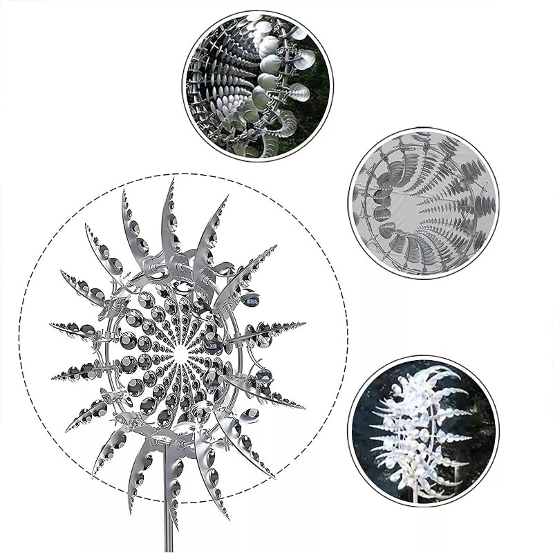 Nový unikátny a magický kovový veterný mlyn, 3D veterná kinetická socha, trávnik, kovový veterný solárny spinner, záhradná dekorácia
