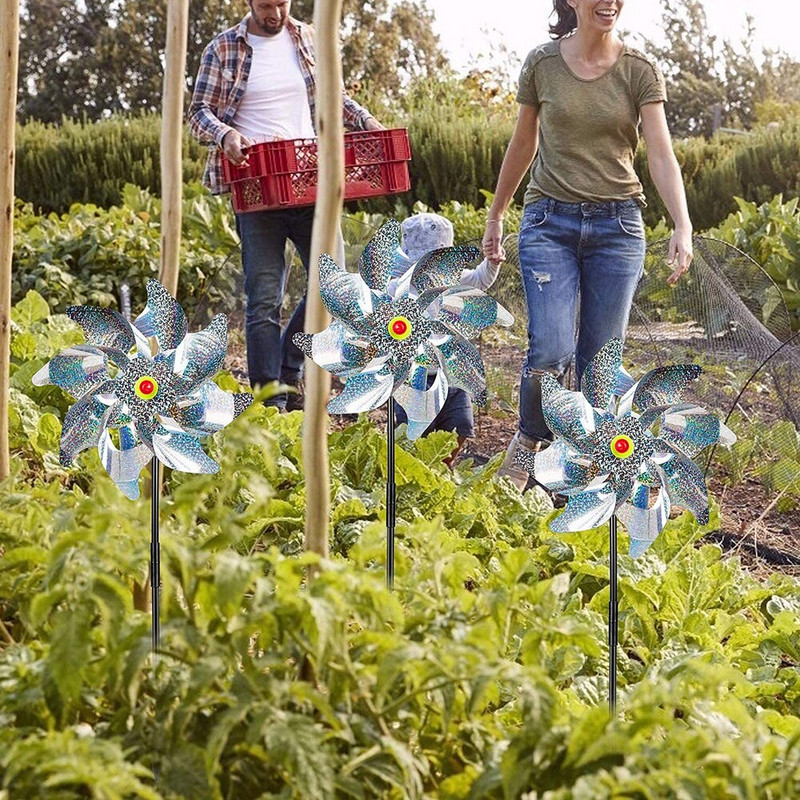 5 vnt. paukščiams atsparus vėjo malūnėlis PVC repelentas paukščiams, besisukantiems kaliausėms Atspindinčios medžiagos Sodo apdailai baidyti paukščius
