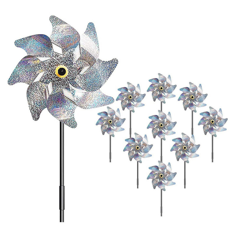 5 vnt. paukščiams atsparus vėjo malūnėlis PVC repelentas paukščiams, besisukantiems kaliausėms Atspindinčios medžiagos Sodo apdailai baidyti paukščius