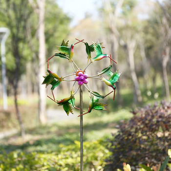 Iron Art Craft Outdoor 3D Wind Spinner Светлоотразителна картина и неръждаема вятърна мелница за декорации на поляна на открито в двора