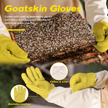 Ολόσωμη μελισσοκομική ένδυση Beekeepers Bee Protection Αεριζόμενη στολή Safty Veil Καπέλο Professional All Body Equipment Coat