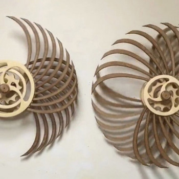 Γεωμετρικά μοτίβα Ανεμόμυλος 3D Περιστρεφόμενο Ενεργειακό Γλυπτό Ξύλινο Διακοσμητικό Νέο