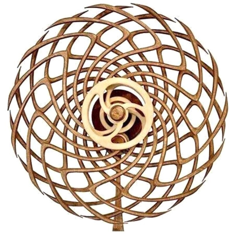 1 vnt Geometriniai raštai vėjo malūnėlis 3D besisukantis kinetinės energijos skulptūros dekoravimas medinis vėjo malūnas vidaus namų dekoravimo meno kūriniai
