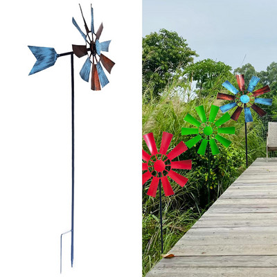 Vânt de 28 inch cu țăruș de grădină, moara de vânt sculptură de vânt pentru curte