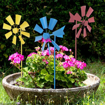 Нов 1 бр. Wind Spinner Декоративна вятърна мелница Декоративна желязна вятърна мелница Yard Plug-In Winnower Garden Wind Spinner Ornament
