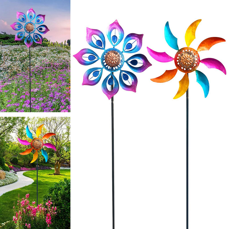 Veterný mlyn s kolíkovou sochou dekorácia pre záhradný dvor