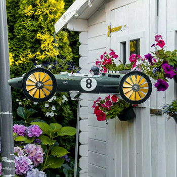 Градински декор Wind Spinner Ground Stake Home Racecar Windmill Yard DIY Craft