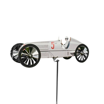 Záhradná dekorácia, veterná rotácia, pozemný kolík, domáce pretekárske auto, veterný mlyn, dvor, DIY remeslo