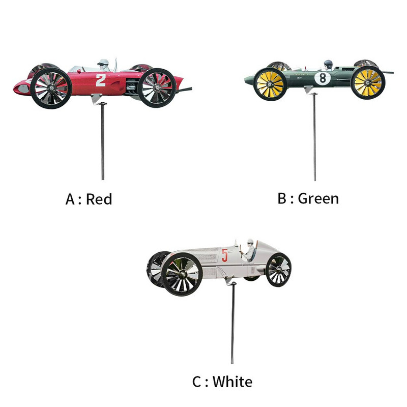 Záhradná dekorácia, veterná rotácia, pozemný kolík, domáce pretekárske auto, veterný mlyn, dvor, DIY remeslo