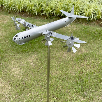 Creative B-29 Super Fortress Aircraft Windmill Metal Wind Spinner Cool Decoration for Outdoor Garden Sculpture 3D Wind Catcher