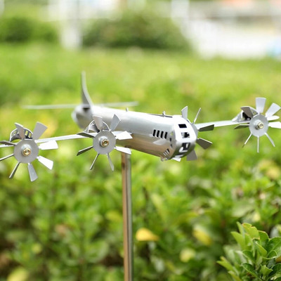 Creative B-29 Super Fortress Aircraft Windmill Metal Wind Spinner Cool Decoration for Outdoor Garden Sculpture 3D Wind Catcher
