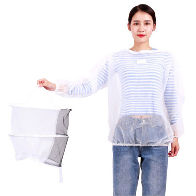 Balta laikymo bitininko įranga Profesionalus bitininkystei skirtas apsauginis striukės kostiumas su nuimamu bičių laikytojo gaubtu