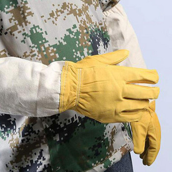 1 чифта пчеларски ръкавици, защитни ръкави, дишаща мрежа, бяла овча кожа и плат за пчеларство, пчеларски ръкавици, инструмент за пчели