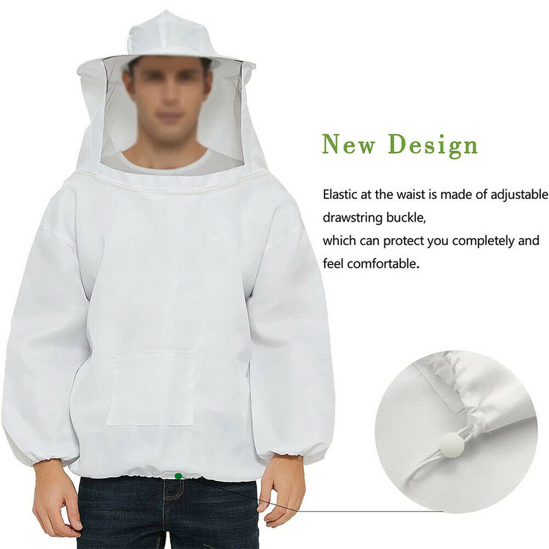 Ochranná včelárska bunda, oblek s rukávmi, včelársky priedušný odev, oblečenie s závojom a klobúkom, oblek