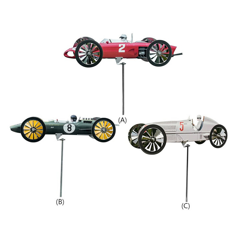 Záhradný pretekársky veterný mlyn, kovový veterný mlyn, 3D veterníky, pretekárske auto, dvor pre vonkajšie nádvorie, záhradu, terasu, sochy, dekorácie
