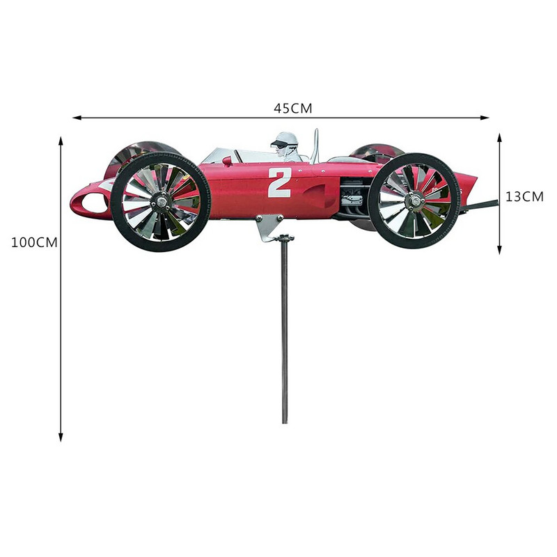 Záhradný pretekársky veterný mlyn, kovový veterný mlyn, 3D veterníky, pretekárske auto, dvor pre vonkajšie nádvorie, záhradu, terasu, sochy, dekorácie