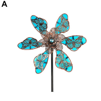 Šviečiantis vėjo malūno metalinis vėjo suktukas, skirtas sodo kiemo amatams papuošimams lauko dekoravimui vėjo malūnėlis Jardin W0t4