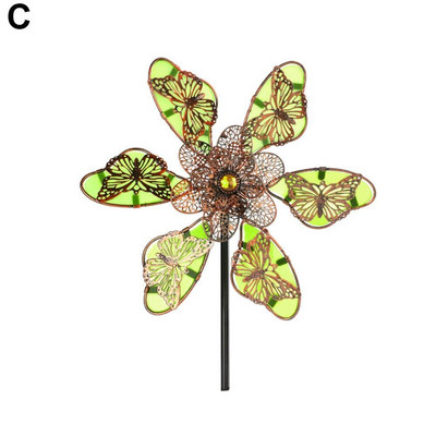 Šviečiantis vėjo malūno metalinis vėjo suktukas, skirtas sodo kiemo amatams papuošimams lauko dekoravimui vėjo malūnėlis Jardin W0t4