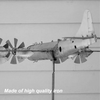 Самолет Вятърна въртяща се метална самолетна вятърна мелница Ръчно изработена енергийна скулптура Самолетни въртящи се въртящи се части Външен декор за дворна градина