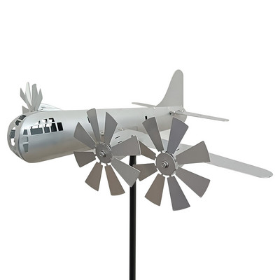Lietadlo Veterný mlyn Kovové lietadlo Ručne vyrobená energetická socha Lietadlo Veterné rotačné vrtule Vonkajšia dekorácia pre terasu a záhradu