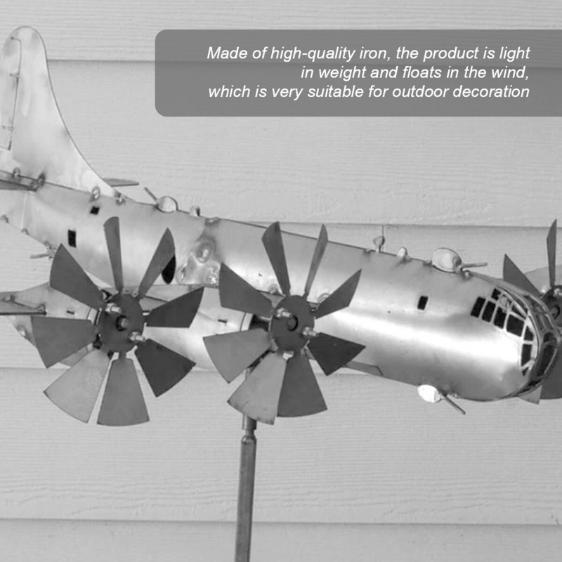 Lietadlo Veterný mlyn Kovové lietadlo Ručne vyrobená energetická socha Lietadlo Veterné rotačné vrtule Vonkajšia dekorácia pre terasu a záhradu