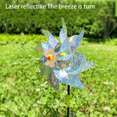 Odpudzovač vtákov, kvetinový laserový veterný mlyn, kvetinový trávnik, záhradná rastlina, jednoduchá inštalácia, dekorácia farmárskeho sadu, plašenie, vtáky odolné veterníky