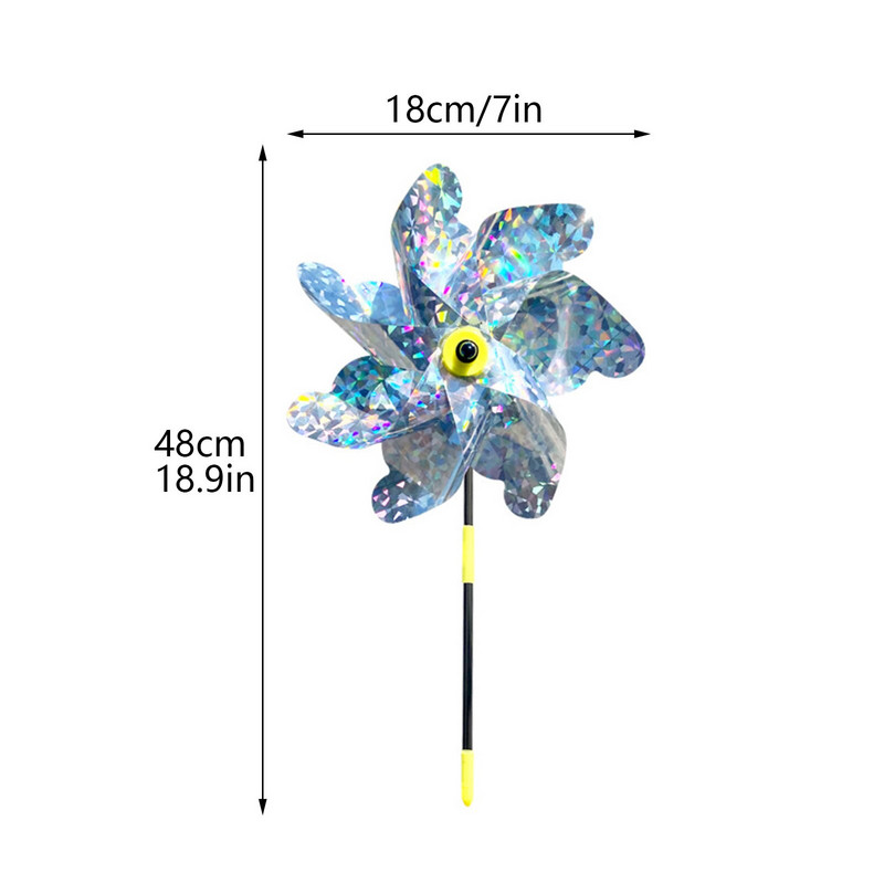 Odpudzovač vtákov, kvetinový laserový veterný mlyn, kvetinový trávnik, záhradná rastlina, jednoduchá inštalácia, dekorácia farmárskeho sadu, plašenie, vtáky odolné veterníky
