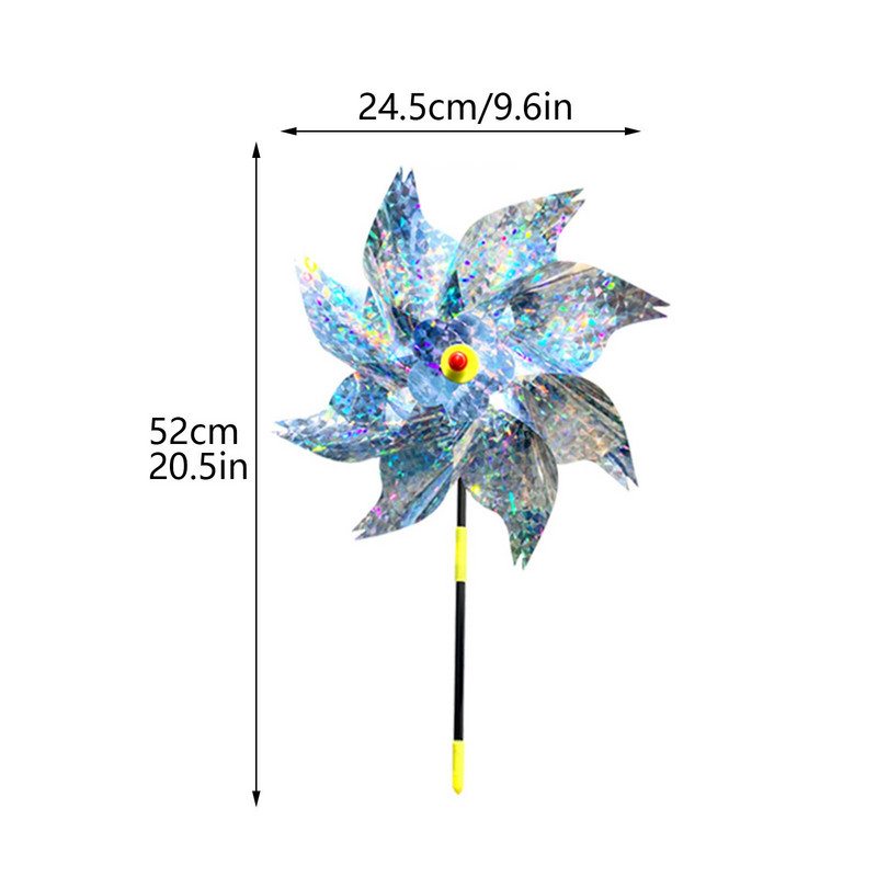 Odpudzovač vtákov, kvetinový laserový veterný mlyn, kvetinový trávnik, záhradná rastlina, jednoduchá inštalácia, dekorácia farmárskeho sadu, plašenie, vtáky odolné veterníky