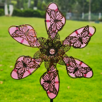 Wind Spinner for Garden Metal Iron 90CM Butterfly Shpae Luminous Windmill Spinner Διακόσμηση εξωτερικού χώρου Wind Garden