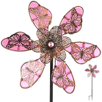 Vėjo suktukas sodo metaliniam geležies 90cm Butterfly Shpae šviesus vėjo malūno suktukas lauko vėjo sodo dekoravimui