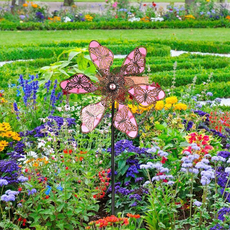 Vėjo suktukas sodo metaliniam geležies 90cm Butterfly Shpae šviesus vėjo malūno suktukas lauko vėjo sodo dekoravimui