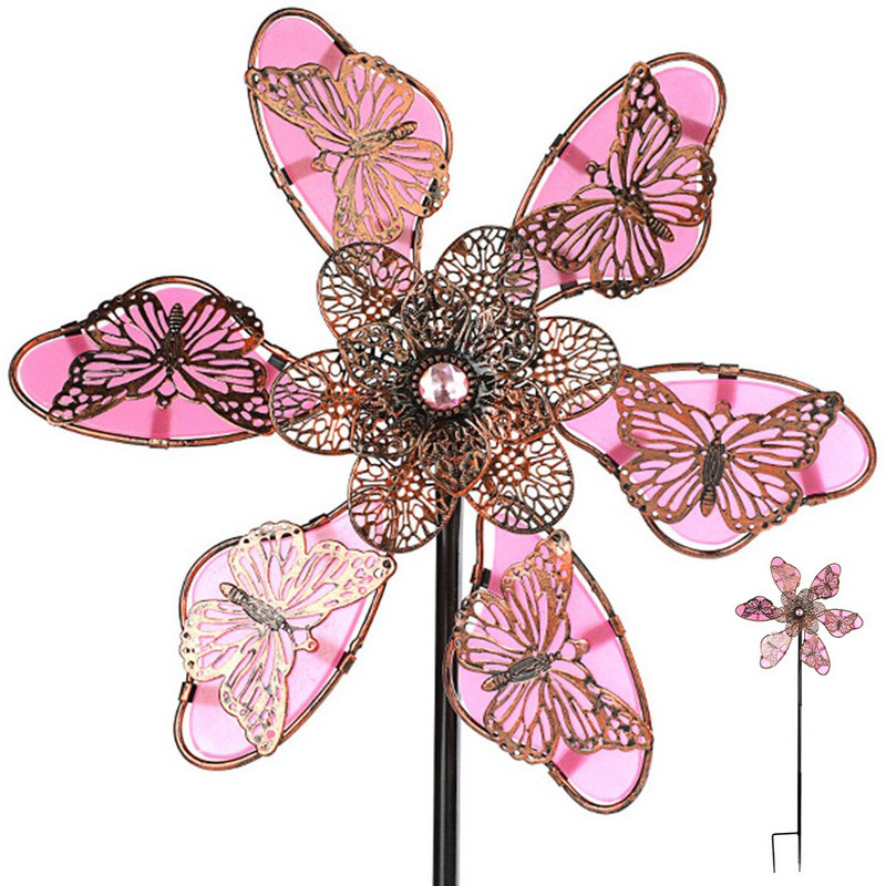Vėjo suktukas sodo metaliniam geležies 90cm Butterfly Shpae šviesus vėjo malūno suktukas lauko vėjo sodo dekoravimui