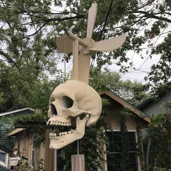 Halloween Skull Whirligig Wind Spinner Outdoor Garden Head Στολίδι Σκελετός Windmill Halloween Spinner Home Yard Skull Dec V7V0