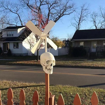 Halloween Skull Whirligig Wind Spinner Outdoor Garden Head Στολίδι Σκελετός Windmill Halloween Spinner Home Yard Skull Dec V7V0