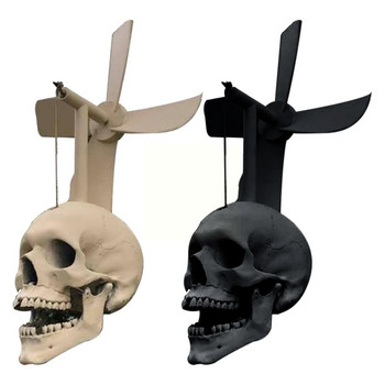 Halloween Skull Whirligig Wind Spinner Υπαίθριος κήπος Κεφαλή σπιτιού Διακόσμηση Σκελετός Στολίδι Halloween Skull Windmill Spinner Ya P7C7
