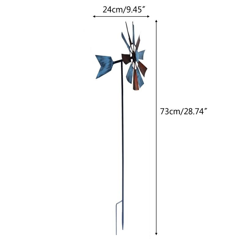 H55A Ornament de peisaj Spinner de vânt din metal rotativ din fier forjat