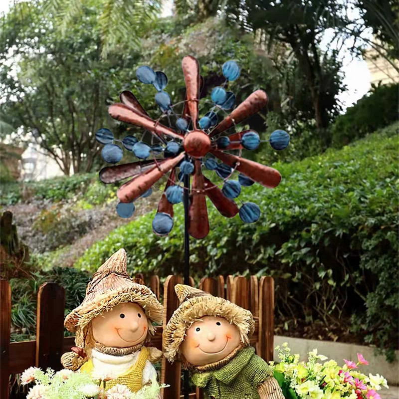 Záhradný kovový veterný vrtuľník s 360-stupňovým otočným kovovým otočným mechanizmom, klasický veterný vrtuľník na terasu, trávnik, vonkajšiu záhradu, trávnik