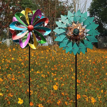 Garden Wind Spinner Metal Windmill 360 Degrees Swivel Wind Sculptures & Spinners Yard Art 360 Degrees Swivel Wind Catchers Multi