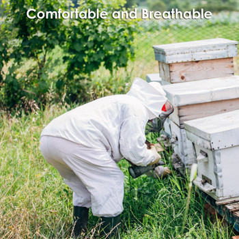 Λευκή σχισμένη μελισσοκομική ενδυμασία Επαγγελματική μελισσοκομική στολή προστασίας μελισσών με γάντια και εργαλείο κυψέλης μέλισσας Beekeeping Sensible