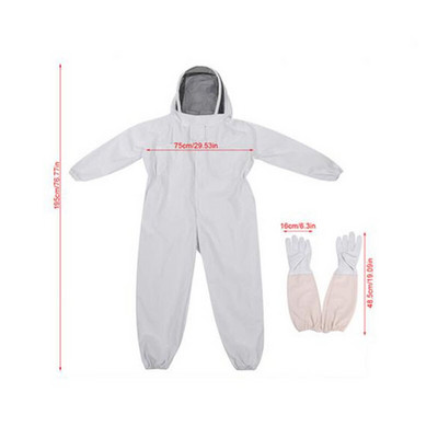 1 set costum profesional pentru apicultură cu mănuși de piele, costum pentru apicultor, pentru apicultor.